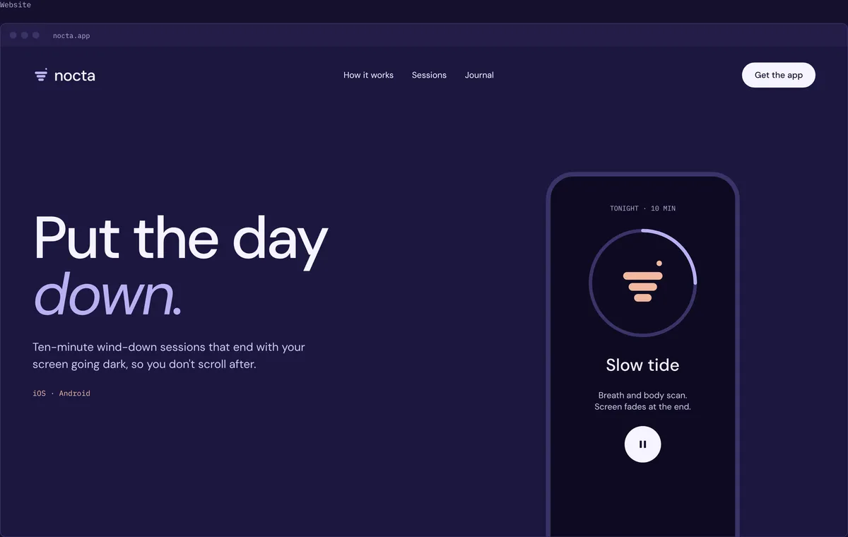 Nocta website design
