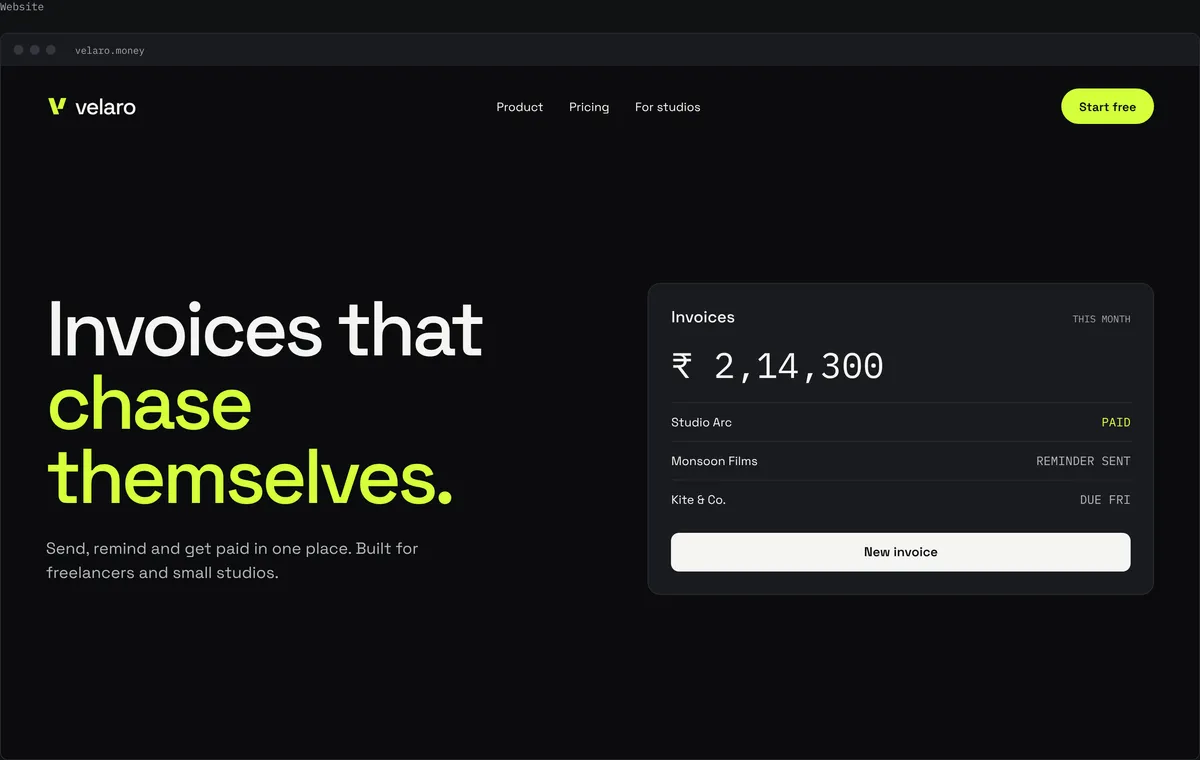 Velaro website design