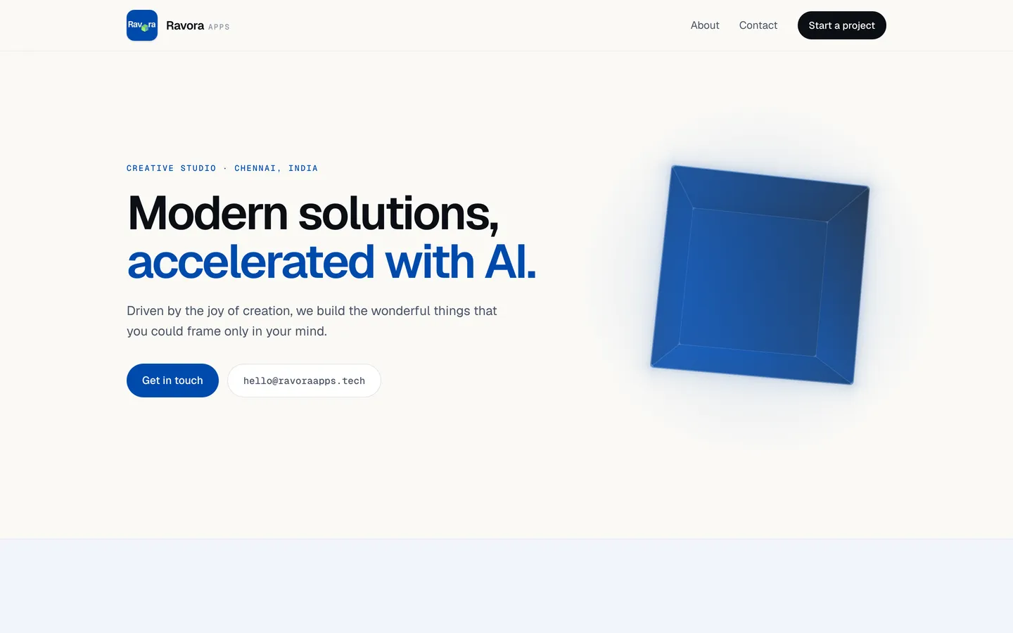 Ravora Apps website, view 1